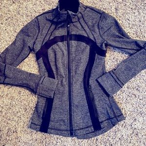 Lululemon Define Full Zip Track Jacket Stripe Coal Black Gray Size 4